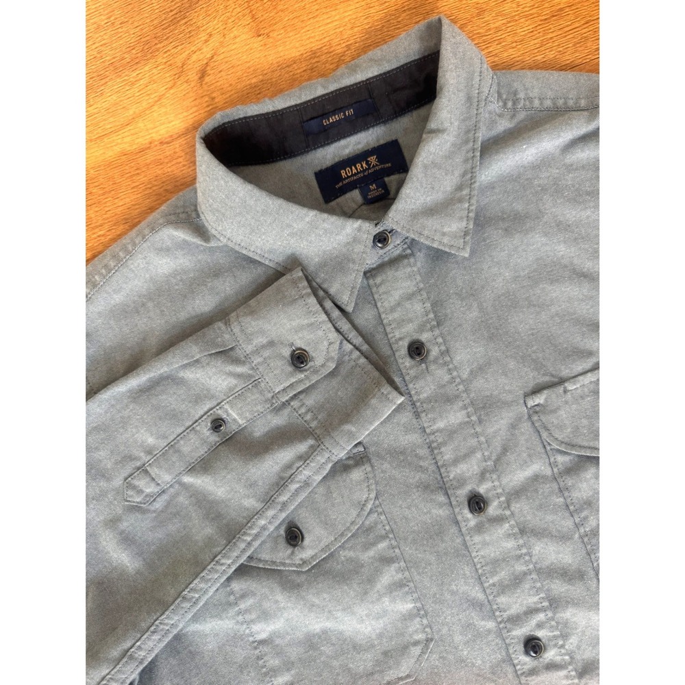 Roark Well Worn Long Sleeve Oxford Shirt Mens Gray Classic Fit RW556 Size M
